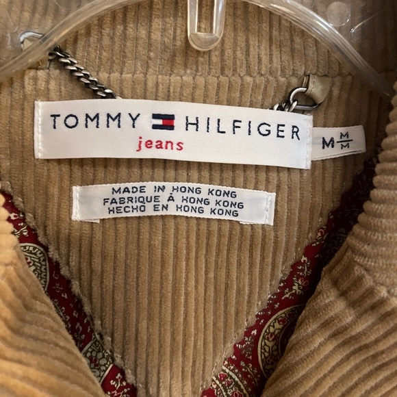 Vintage Tommy Hilfiger Corduroy Double Breasted Jacket Tan Paisley Lined Medium - Picture 9 of 9